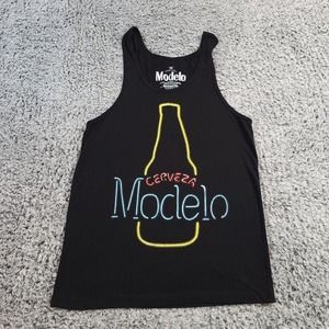 Modelo Shirt Men Medium Black Tank Top Cerveza Beer Beach Casual Big Logo Summer
